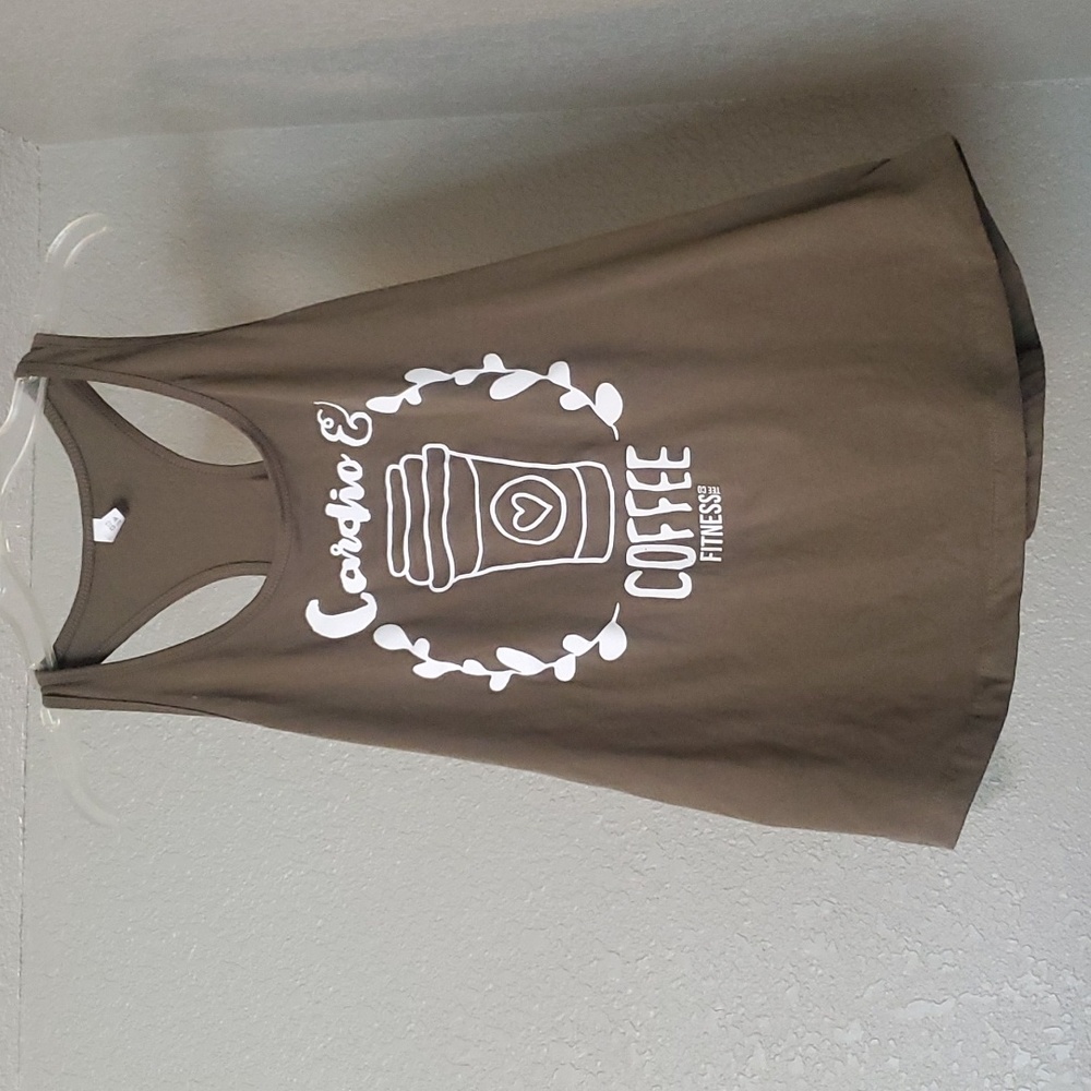 Fitness Tee Co "Cardio and Coffee" racerback tank top